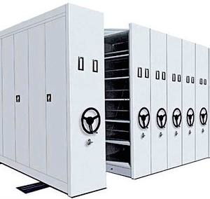 compact mobile shelving system for archive storage